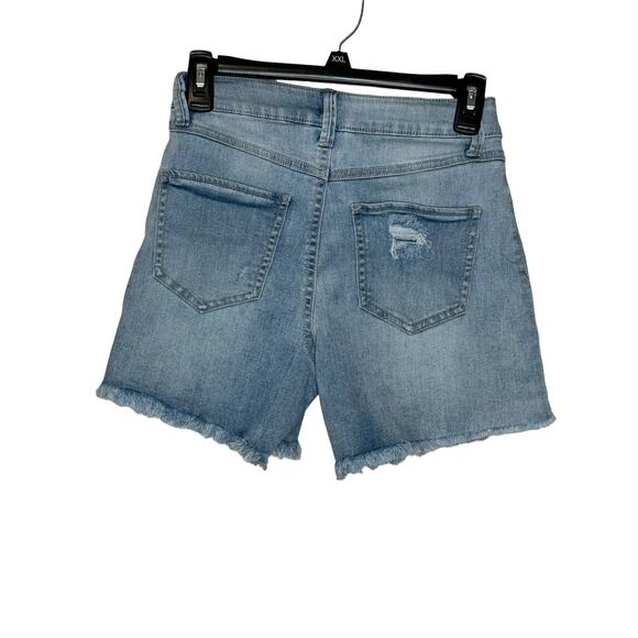 Rewash Women's Shorts Vintage Reunion Bermuda Distressed Raw‎ Hem Denim 1/25 - Picture 7 of 7
